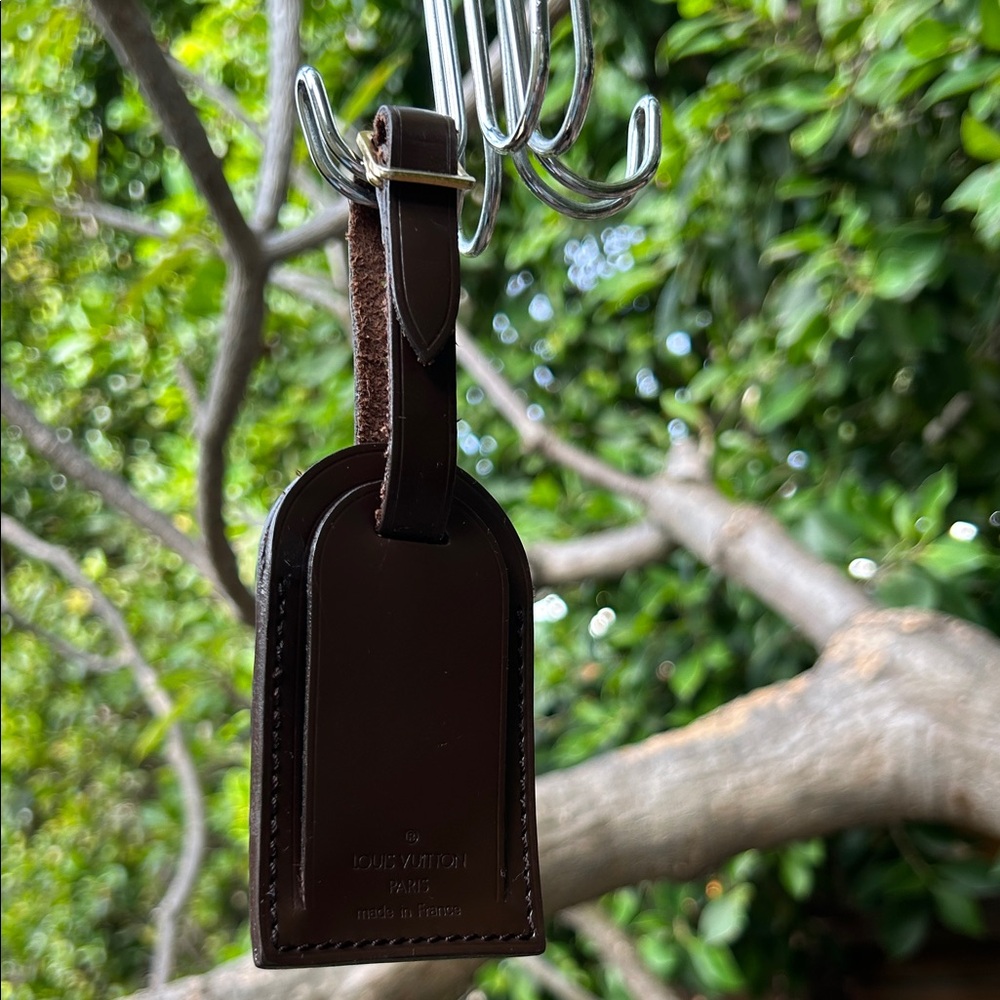 Louis Vuitton Leather Luggage Tag. Rare Find Damier Ebene 🧳★ - Picture 5 of 11